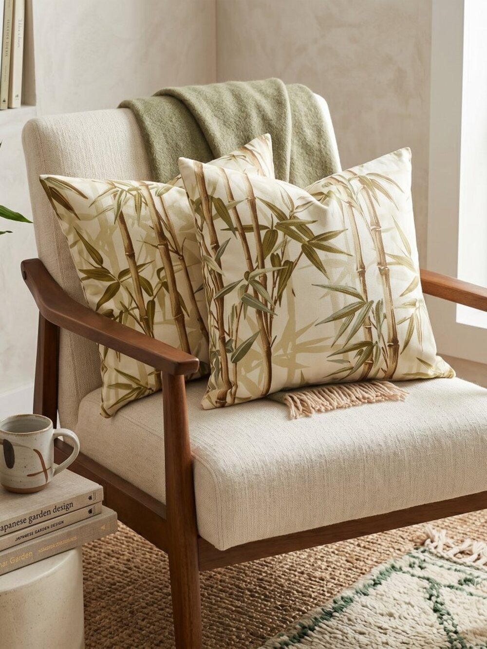 Bamboo Pattern Throw Pillow Covers Set of 2 20”x20”